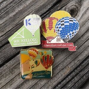Colorful Hot Air Balloon Pins Set - Collection of 3